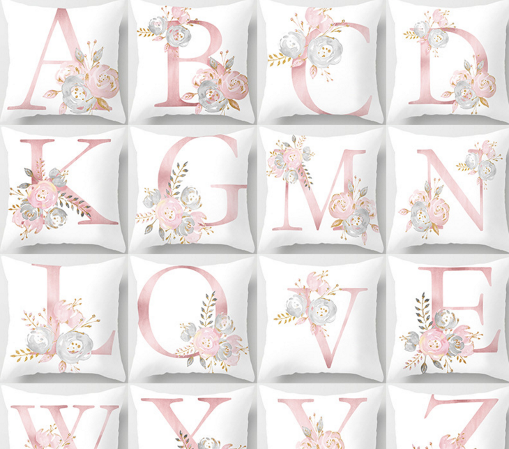 Pink Letter Pillow Cover and Cushion Case