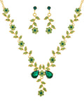 Green Rhinestone Bridesmaid Jewelry Set - Necklace & Earrings