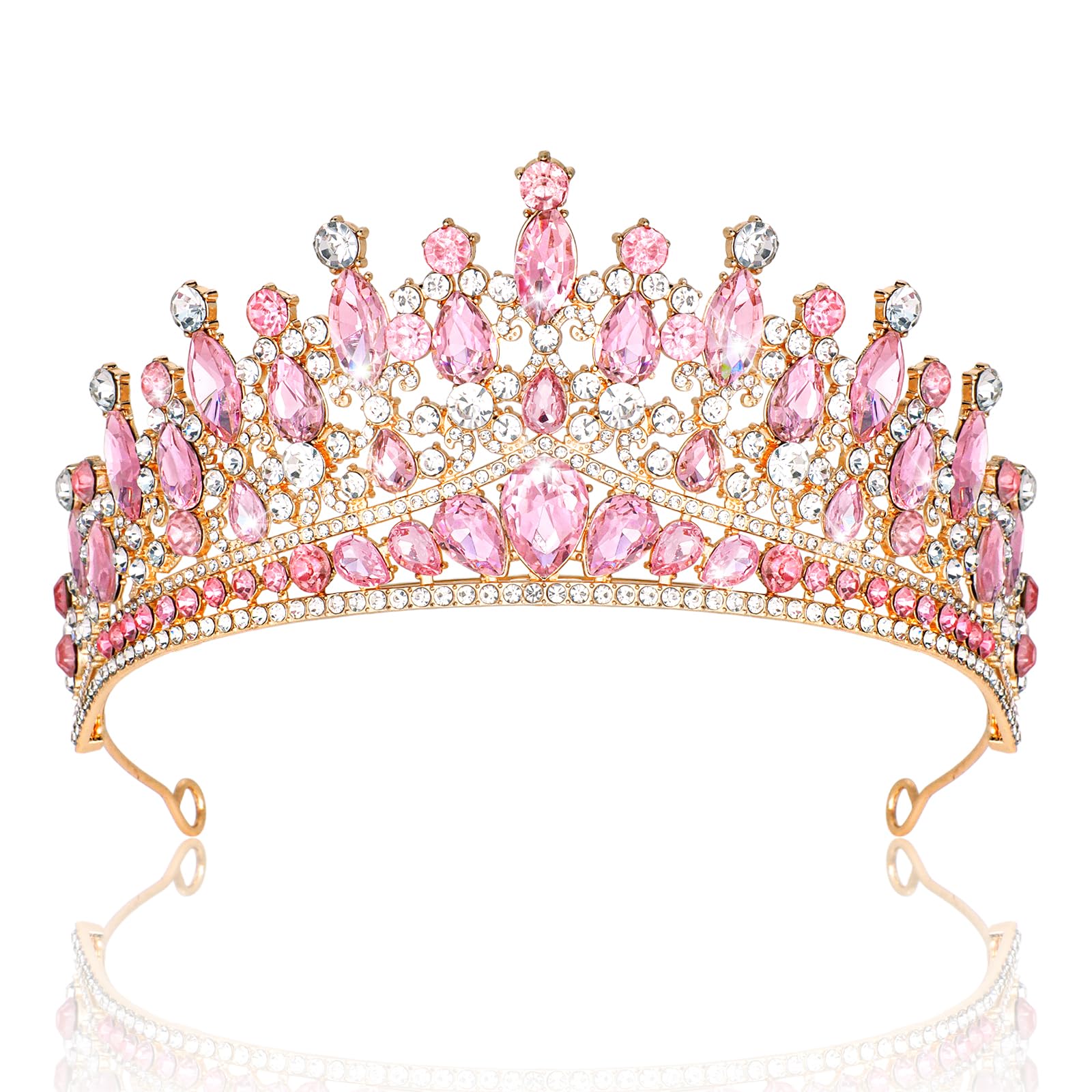 CAVETEE Birthday Crowns for Girls Pink Tiaras and Crowns for Women and Girls Princess Crown and Tiara for Birthday Queen Parties Pageant Prom