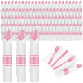 100Pack Pink Pre Rolled Plastic Silverware - Wrapped Pink Plastic Cutlery Set Include 100 Forks 100 Knives 100 Spoons and 100 Napkins Heavy Duty Disposable Silverware for Party Wedding(100 Pink)