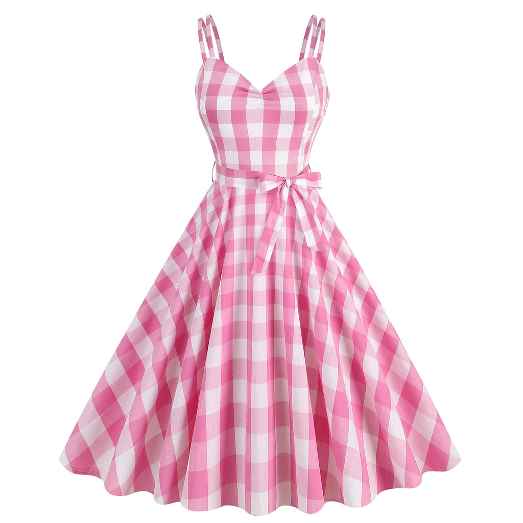 Pink Plaid Vintage Pinup Dress