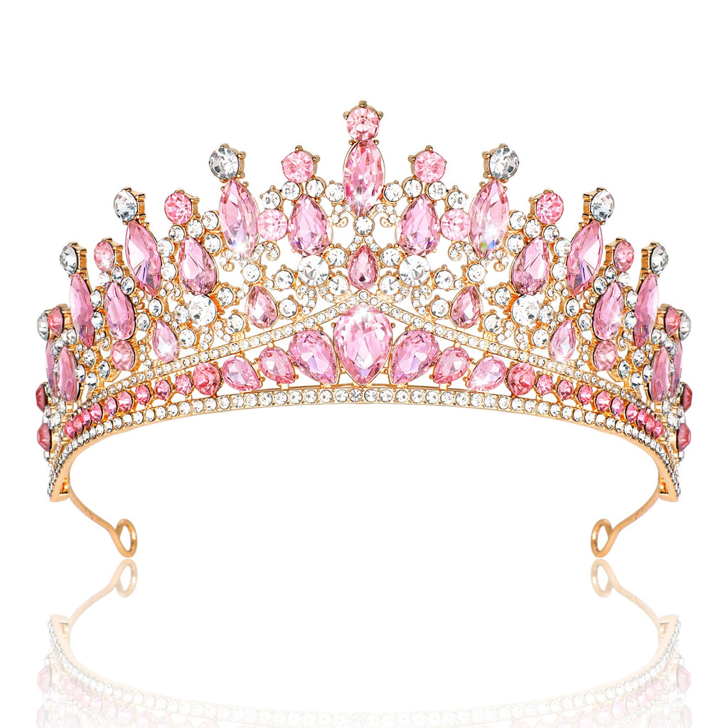 CAVETEE Birthday Crowns for Girls Pink Tiaras and Crowns for Women and Girls Princess Crown and Tiara for Birthday Queen Parties Pageant Prom