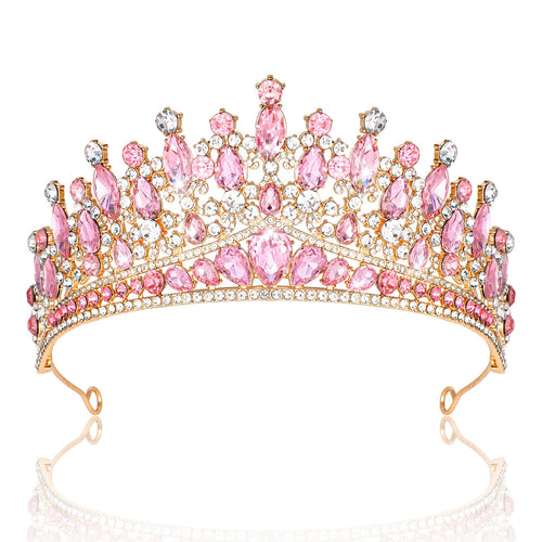 CAVETEE Birthday Crowns for Girls Pink Tiaras and Crowns for Women and Girls Princess Crown and Tiara for Birthday Queen Parties Pageant Prom