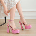 Buckle Up High Heel Sandals (Pink)