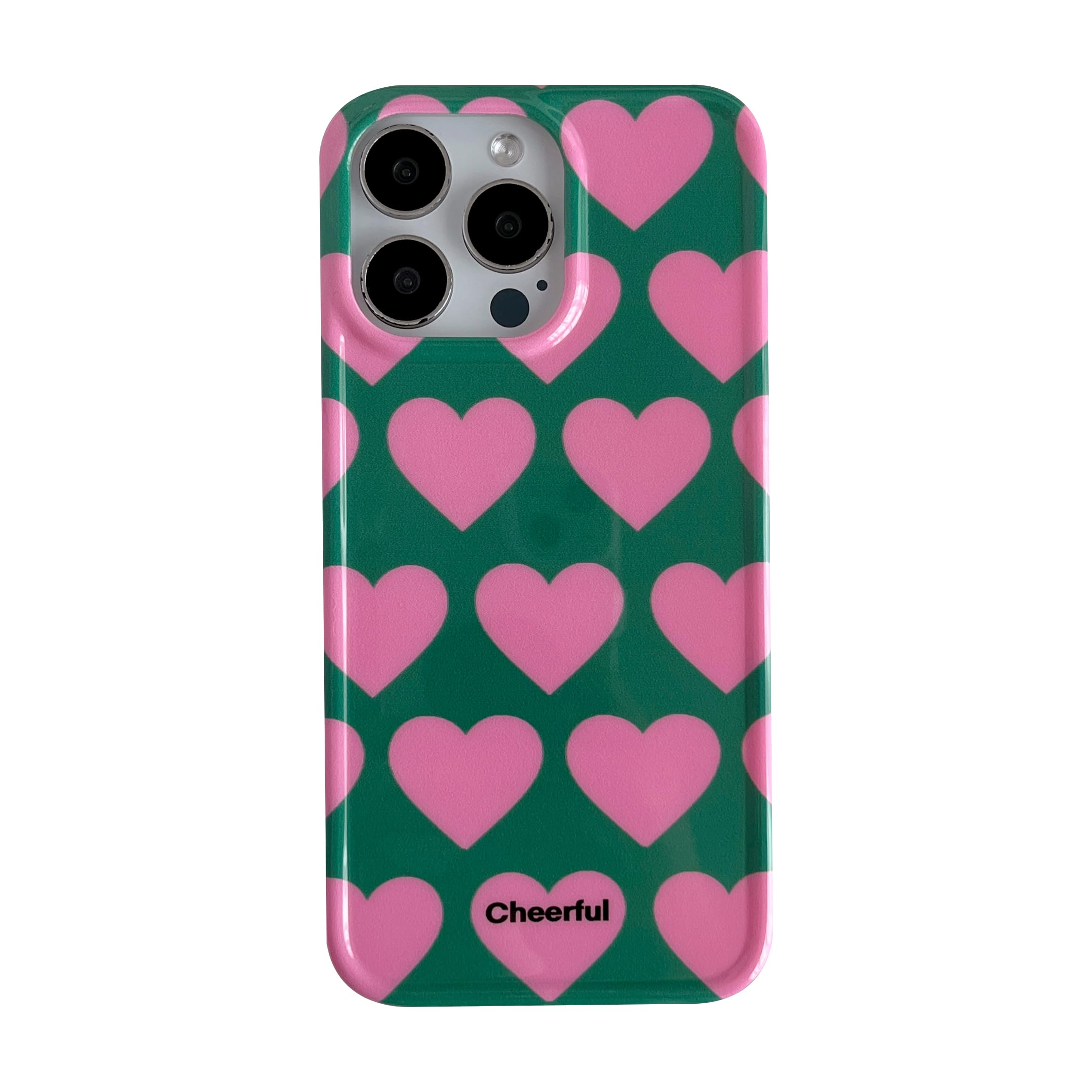 Pink Love Hearts & Green Phone Case for iPhone 15 Pro Max